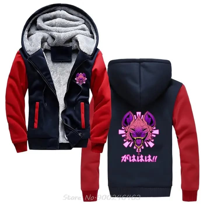 Sweat à capuche en fourrure Gahaha Hyena pour hommes, veste en coton, sweats à capuche zippés, anima