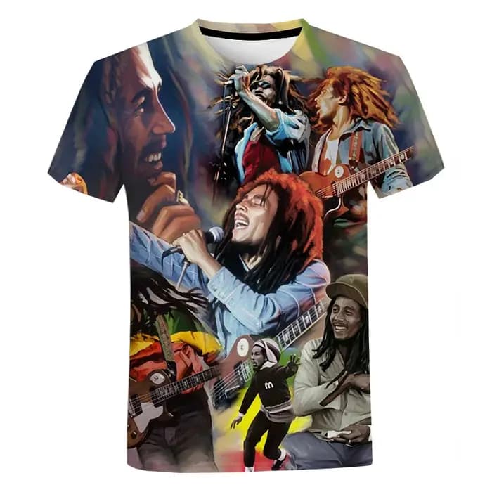 T-shirt unisexe à manches courtes Bob Marley Reggae Respzed pour hommes et femmes