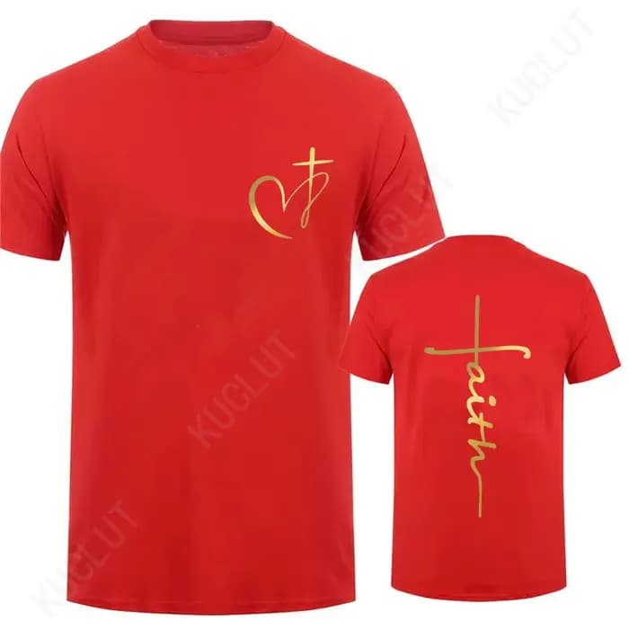 Coeur croix imprimé chrétien T-shirt pour hommes vêtements jésus foi