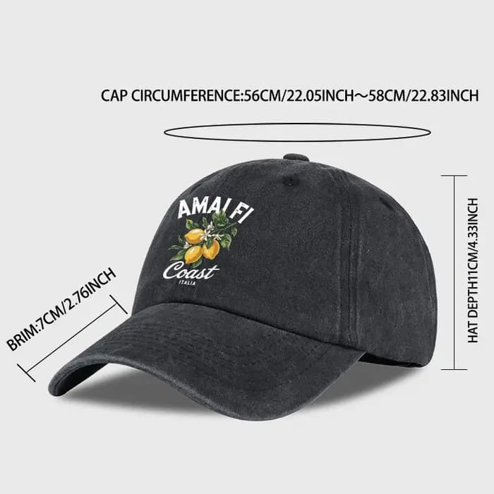 Casquette de baseball vintage imprimée citron de la côte d'Amalfi