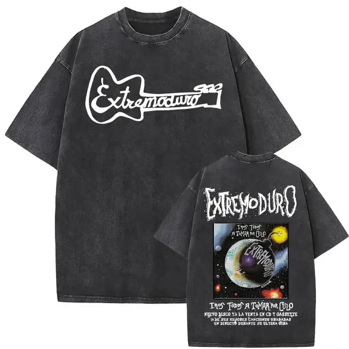 Rock Band EXTREMODURO Tour 2025 Vintage lavé T-shirt hommes femmes mode Hip Hop rue t-shirts été amp