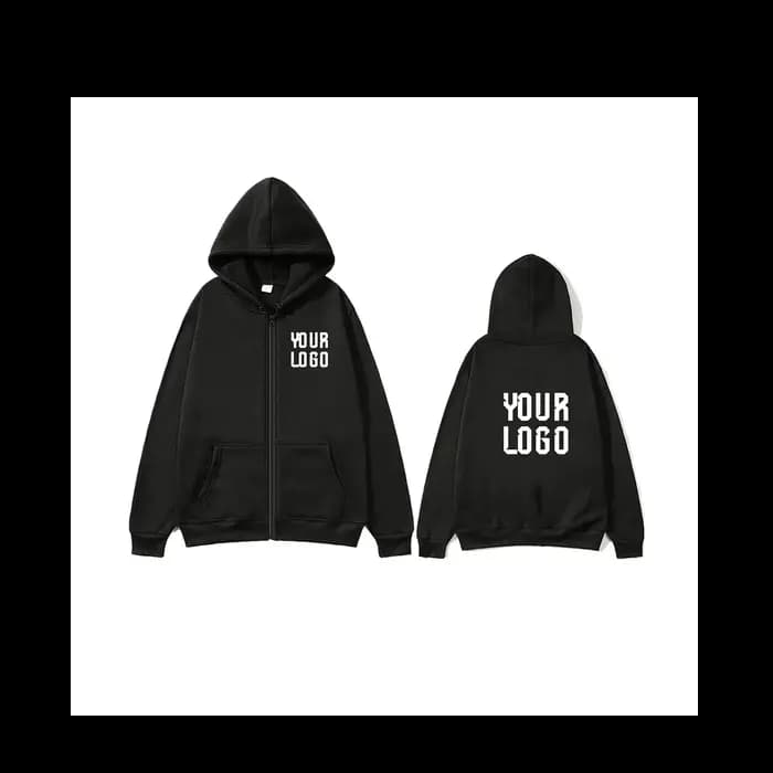 Sweat à capuche zippé de couleur unie | Veste à motif de texte personnalisable | unisexe