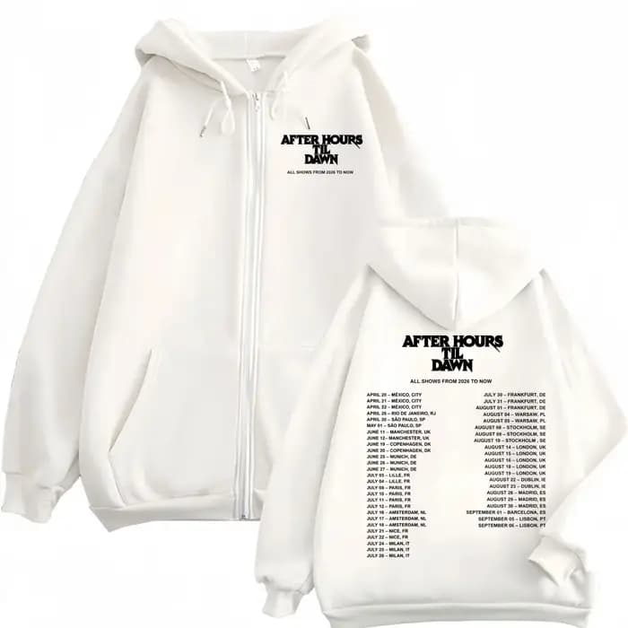 The Weeknd After Hours Til Dawn Tour 2026 – Sweat à capuche imprimé avec fermeture éclair pour homme et femme