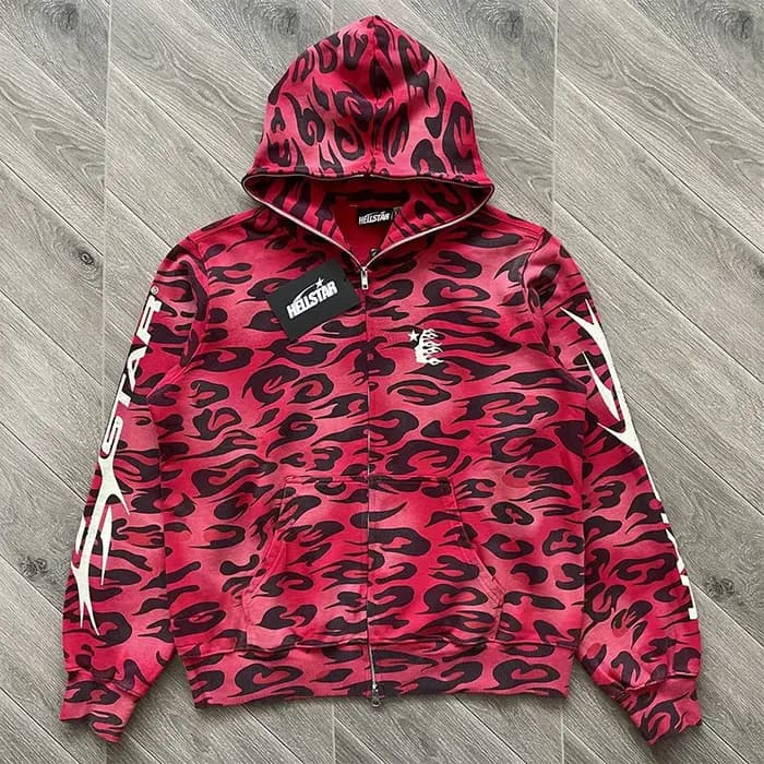 Sweat à capuche zippé HS Cheetah en violet, vert, rouge