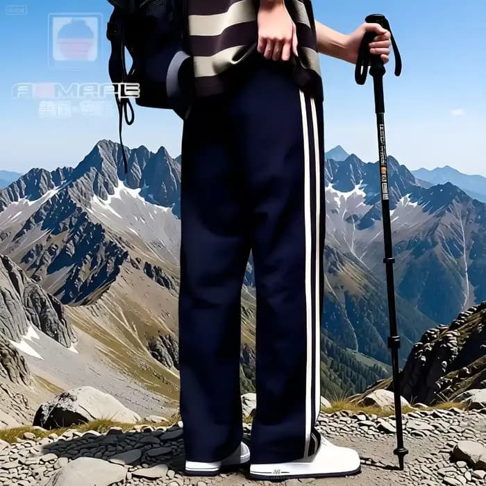 Pantalon de sport décontracté à jambe droite en tissu nylon rayé double face 2026 – Confortable et long