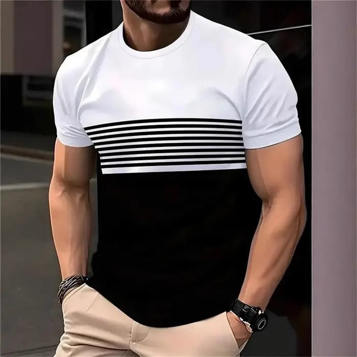 Nouveaux T-shirts graphiques rayés 2026 pour hommes – Mode estivale