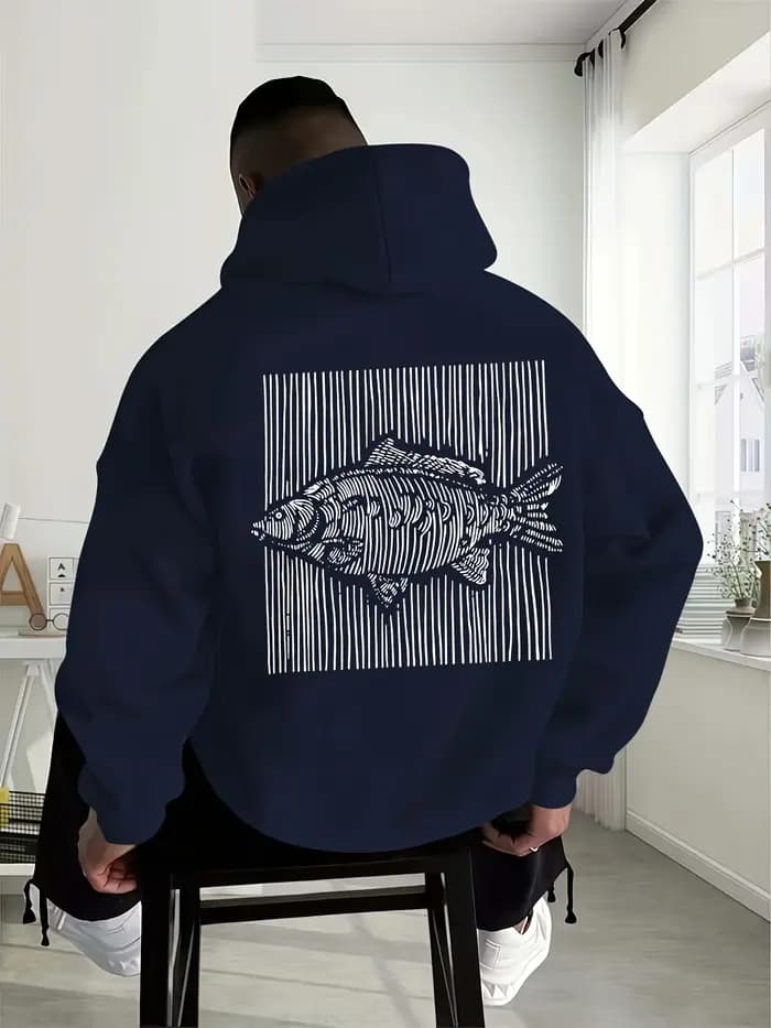 Sweat à capuche rayé, pull décontracté tendance pour homme et femme avec poche kangourou