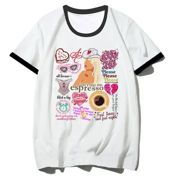 Sabrina Carpenter chemise adolescent graphique à la mode numérique Grunge université respirant t-shirt anime esthétique kawaii années 2000 femmes