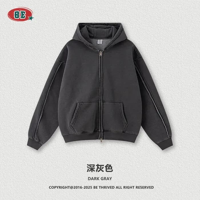 2025 automne hiver mode sweat à capuche polaire pour hommes fermeture éclair coton coupe tridimensio