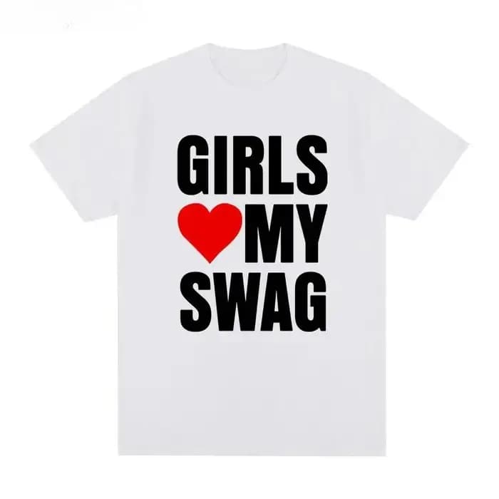 T-shirt d'été à manches courtes 'Girls Love My Swag' style américain