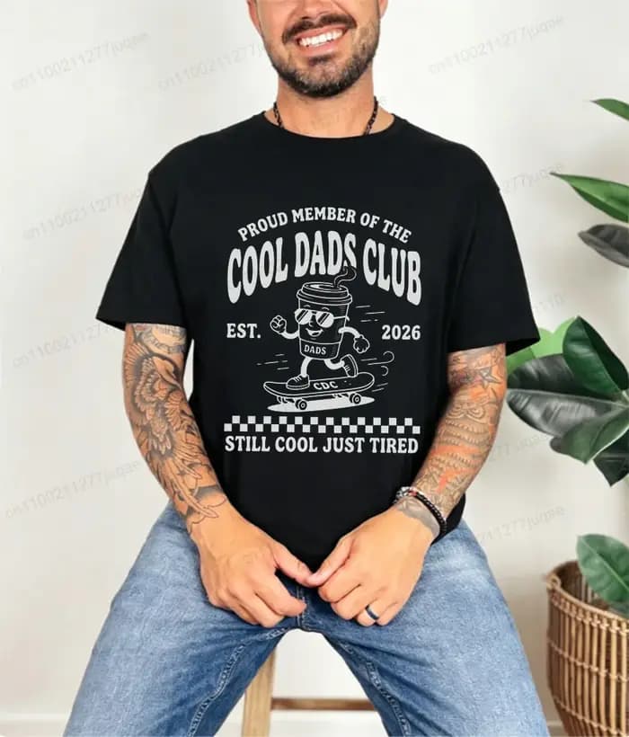 T-shirt imprimé Cool Dads Club pour hommes, T-shirt drôle pour papa, vêtements à manches courtes