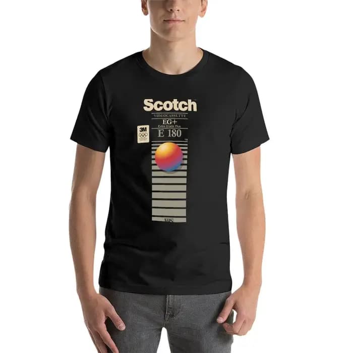 VHS Scotch E180 T-Shirt pour hommes, vêtements hiphélicoptère, vêtements Kawaii, sweat-shirts
