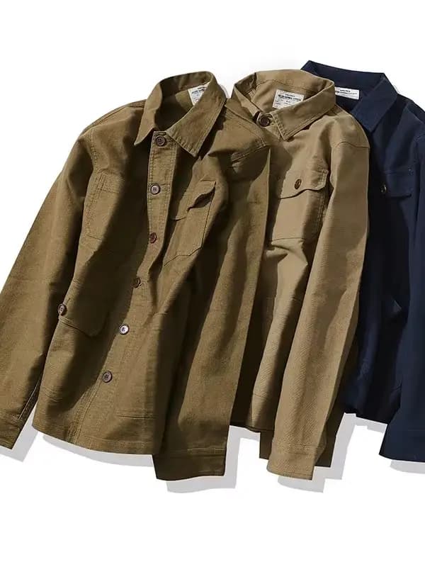 Veste de travail rétro en cuir de molleton épais OKONKWO pour homme