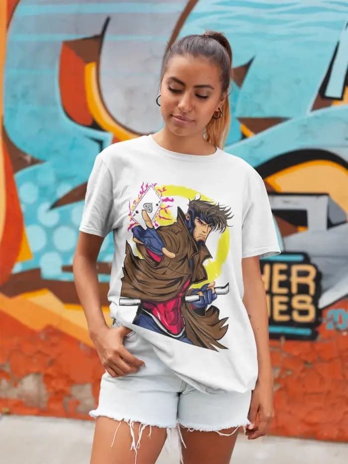 Gambit Card Trick T-Shirt x-men pour hommes, chemise unisexe grise, toutes tailles