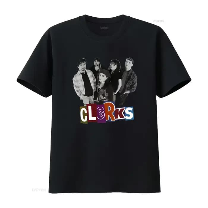 T-shirt Clerks Movie Cast pour un style décontracté vintage, streetwear délavé, extensible, polyvale