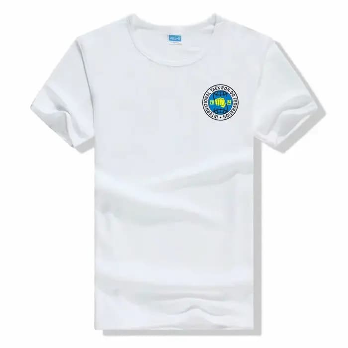 T-Shirt à Manches Courtes et Col Ras du Cou pour Homme et Femme, Vêtement Confortable, Respirant, à vaccage Rapide, pour Entraînement, ITF Taekwondo WTF