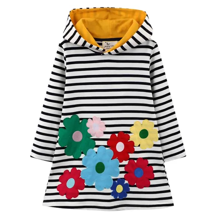 T-Shirt à capuche à manches longues pour filles, robe décontractée chaude et mignonne pour enfants e