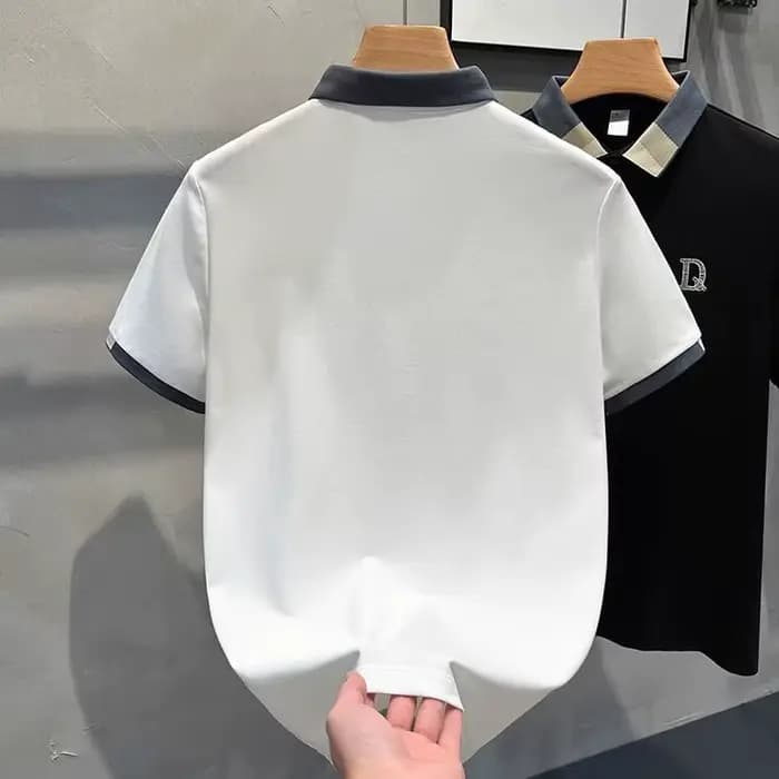 Hommes vêtements été contraste couleur broderie affaires décontracté Polo t-shirt mâle à la mode à manches courtes en vrac respirant luxe hauts