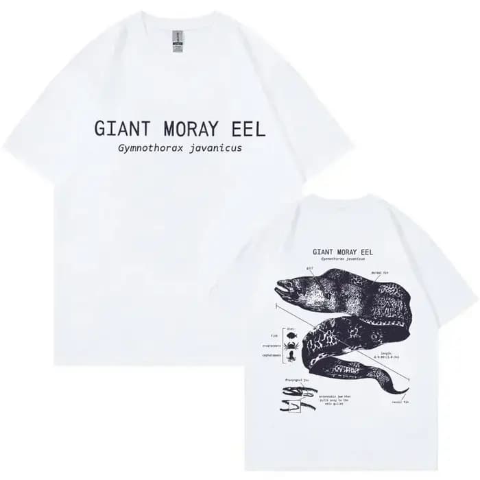 Animaux marins géant Moray anguille anatomie graphique T-shirt hommes femmes décontracté Vintage