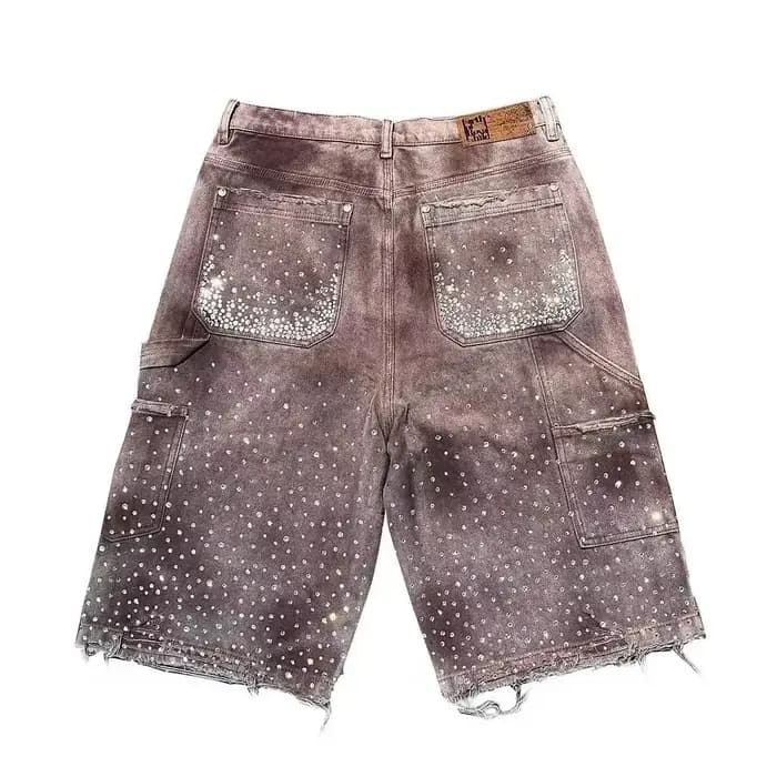 Nouveau short en jean à bord déchiré délavé de rue de marque américaine à la mode