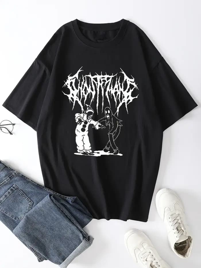 T-shirt imprimé fantôme et clown pour hommes