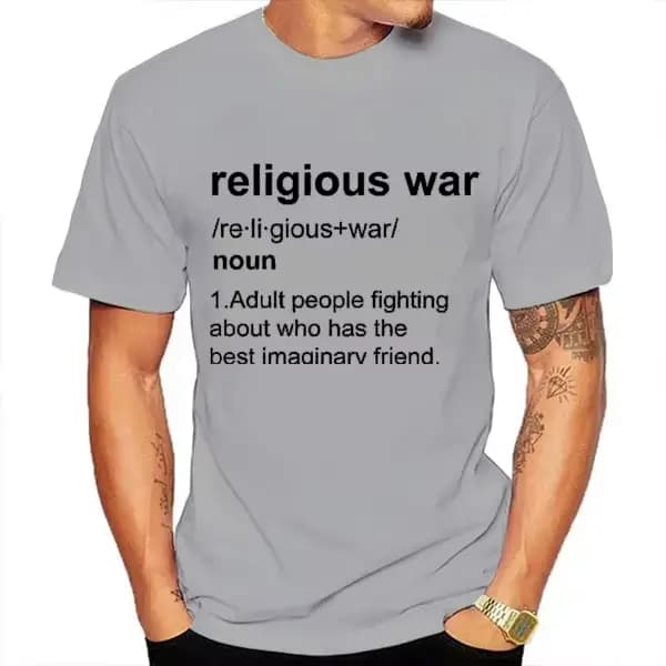 Guerre religieuse hommes t-shirt drôle lettre impression à manches courtes t-shirts mode graphique Y