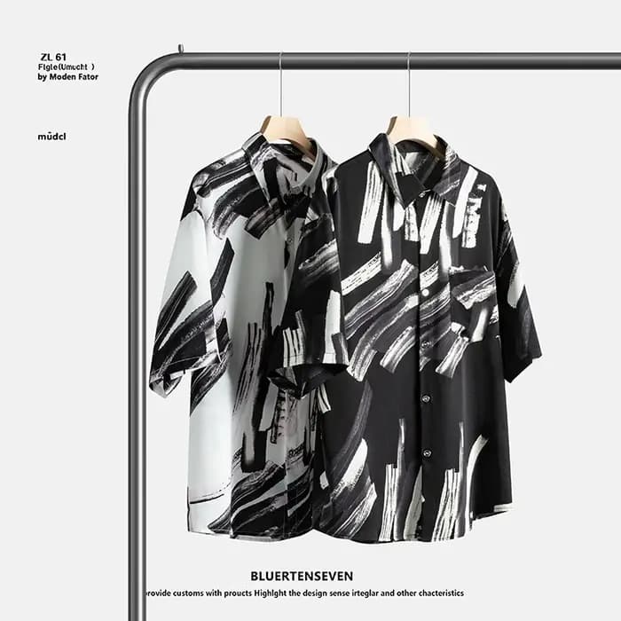 Chemise imprimée coupe cintrée hommes confortable à la mode jeunesse décontracté haut élégant 2025 nouvelle offre