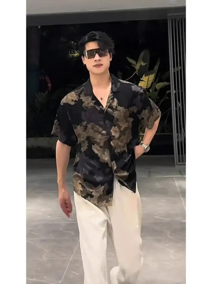 Marque à la mode belle rue frit rétro Hong Kong Style chemise hommes