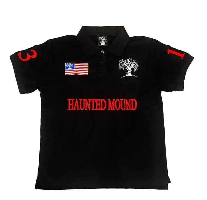 Polo noir HAUNT-O-HOLICS Y2k America rétro rue Hip Hop chemise à manches courtes motif citrouille broderie Baseball t-shirts