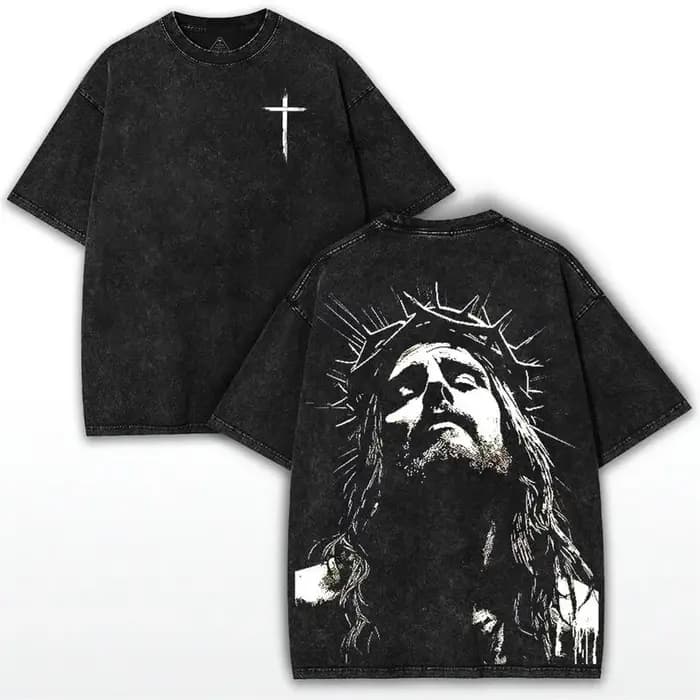 T-shirt surdimensionné couronne d'épines: imprimé Grunge jésus-Faithcore Streetwear