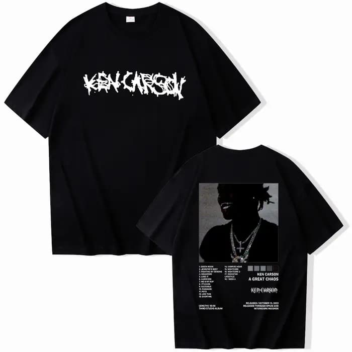 T-shirt Ken Carson A Great Chaos, unisexe, Harajuku, col rond, manches courtes, chemise commémorativ