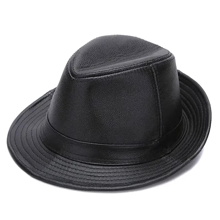 Chapeau Fedora pour hommes, casquette Trilby en cuir de vache véritable 100%, véritable cuir de vach