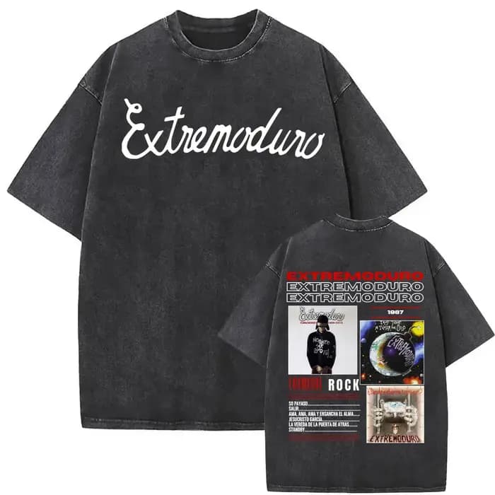 Rock Band EXTREMODURO Tour 2025 Vintage lavé T-shirt hommes femmes mode Hip Hop rue t-shirts été ample surdimensionné T
