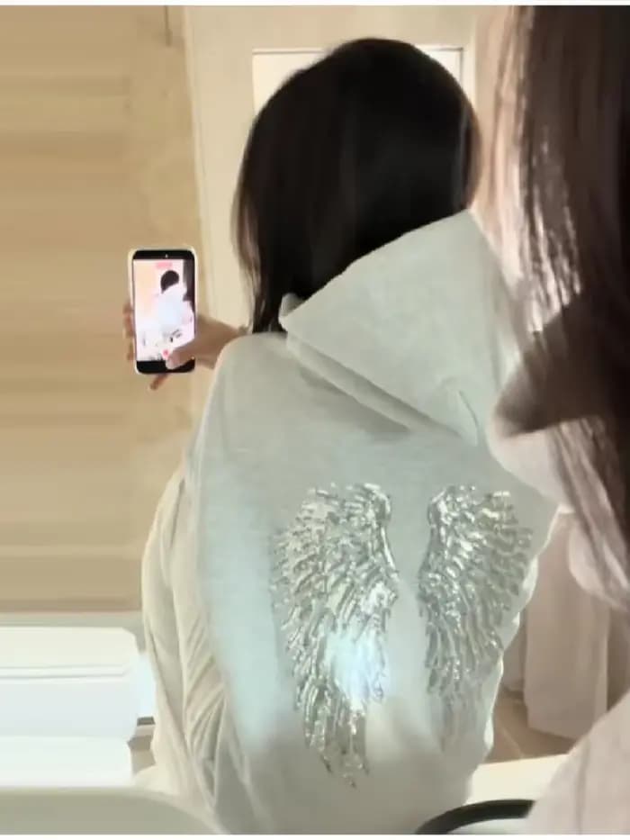 Sweat à capuche ailes d'ange à paillettes pour femmes