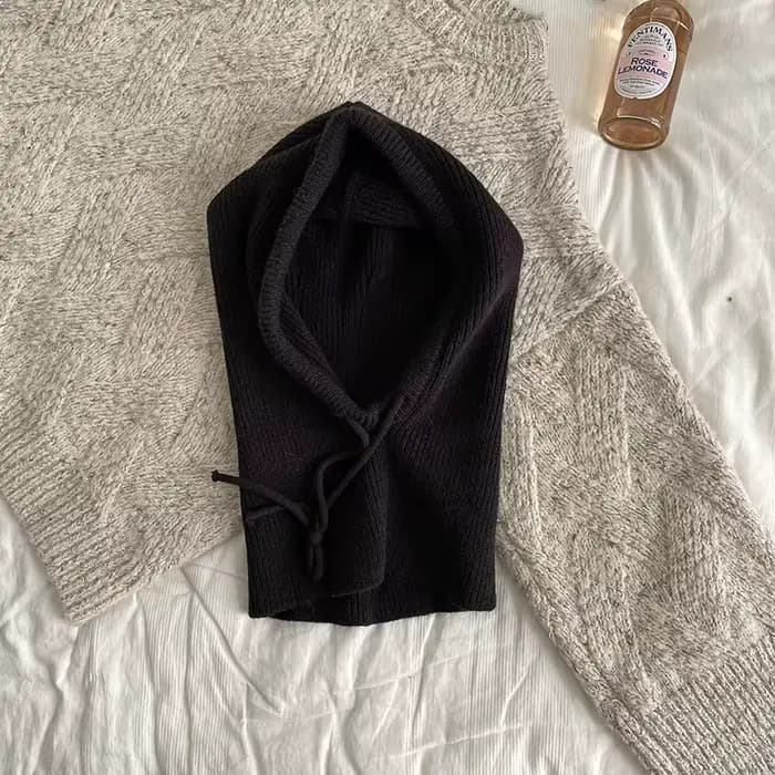 Casquettes à capuche tricotées hiver cagoule chapeaux femmes en plein air plus chaud cordon