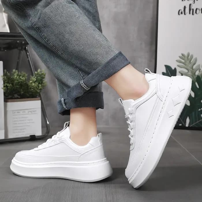 Mode blanc hommes espadrilles décontractées plate-forme extérieure chaussures de course respirant
