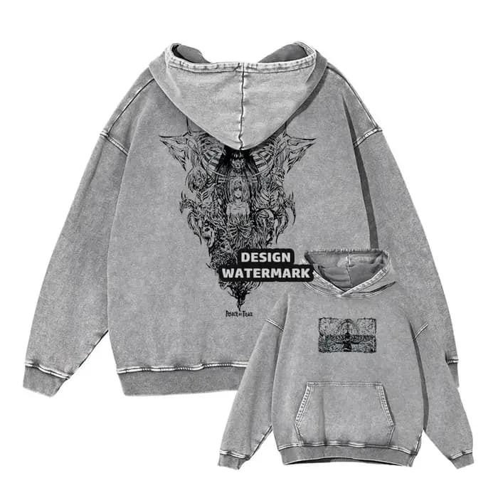 Anime Levi sweats à capuche Vintage lavé a-attaque sur Titan sweat à capuche décontracté Manga Yeage