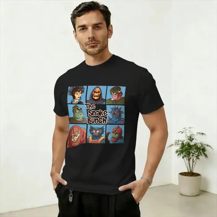 T-shirt H-He Mans The Snake Bunch pour hommes, vêtements 100% coton, nouveauté, manches courtes, col