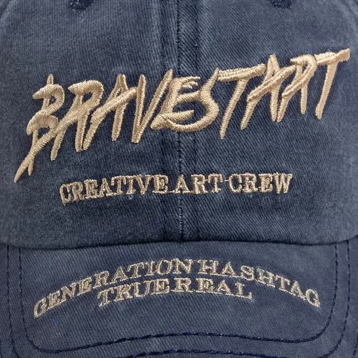 Casquette de baseball rétro en coton délavé brodé pour femme