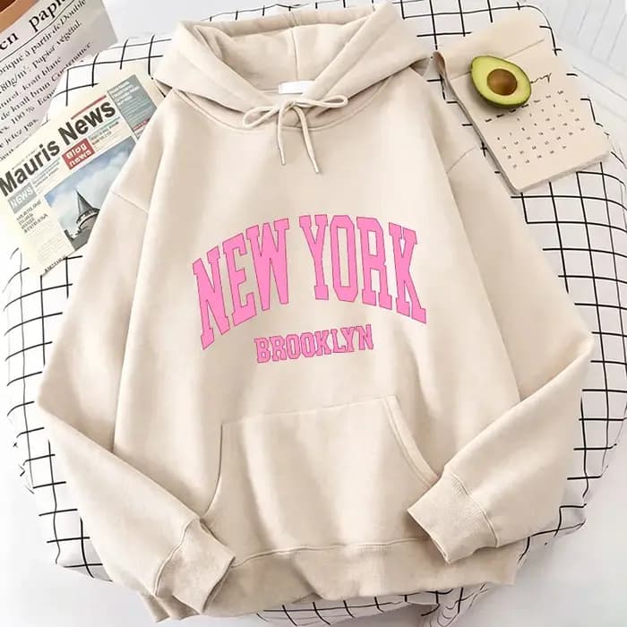 Nouveau Sweat à Capuche Décontracté Tendance avec Imprimé Lettres New York Brook – Collection Printemps Homme Femme