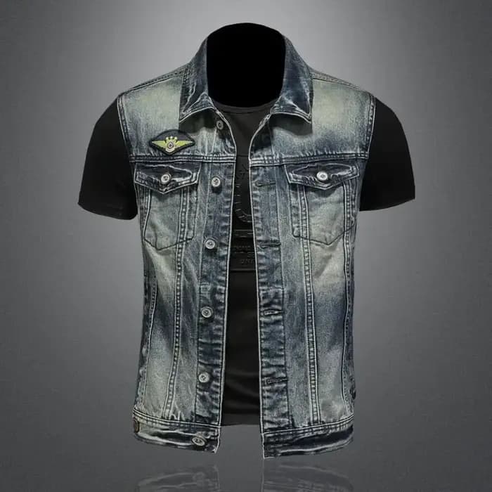 Mode 2025 Vintage Style américain Denim gilet pour hommes poches multiples coupe ajustée décontracté coton automne et