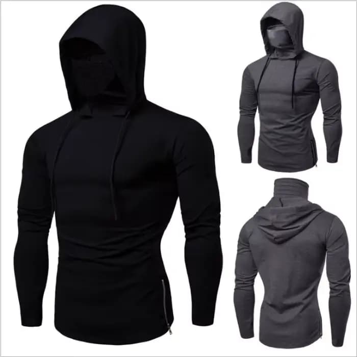2025 Hommes Cagoule Sweat à capuche zippé Hiver Chaud Sweat-shirt décontracté avec masque facial