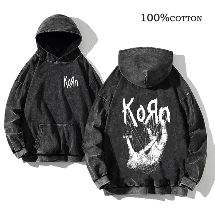 Korn Rock Band World Tour sweats à capuche Vintage lavé hommes