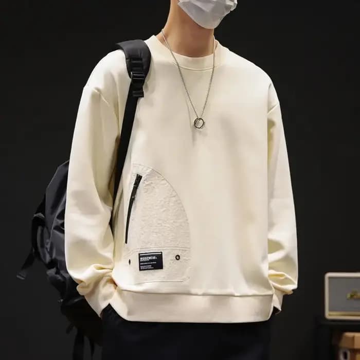 Sweat-shirt à manches longues et col rond pour homme