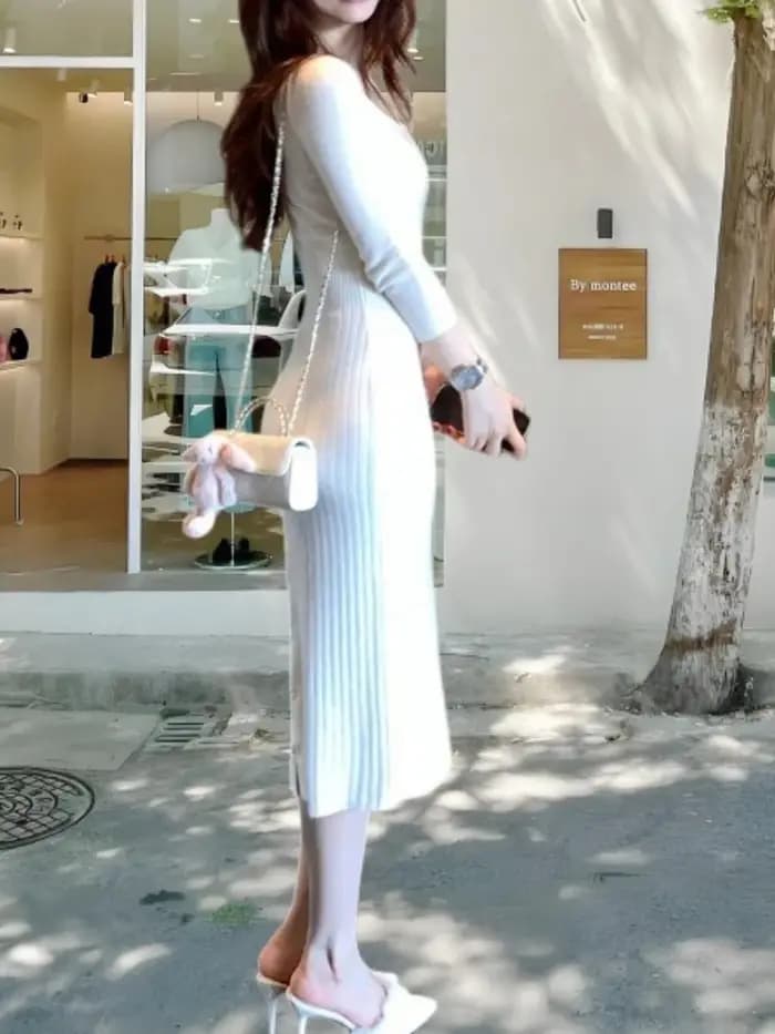 Nouvelle Robe Longue Streetwear 2026 à Col Carré
