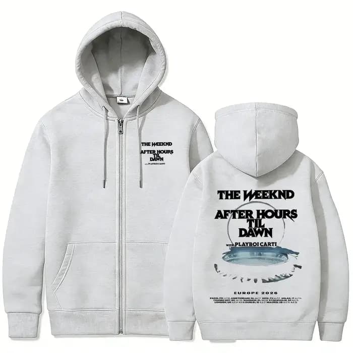Sweat à capuche zippé pour homme The Weeknd After Hours Til Dawn avec Playboi Carti Tour 2026