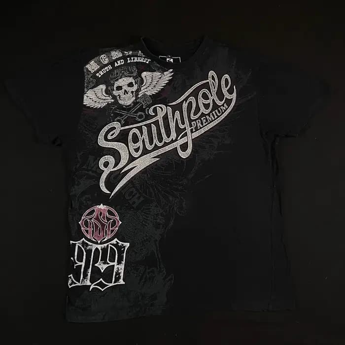 Street Style Southpole Hommes Gothique Foncé Thème Vintage Grunge Mode Manches Courtes Surdimensionn