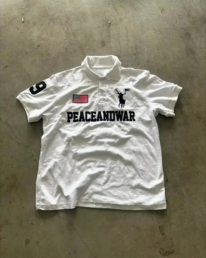 Hip Hop hommes vêtements drapeau de la paix amérique rétro Polo Y2k Streetwaer lettre broderie rever