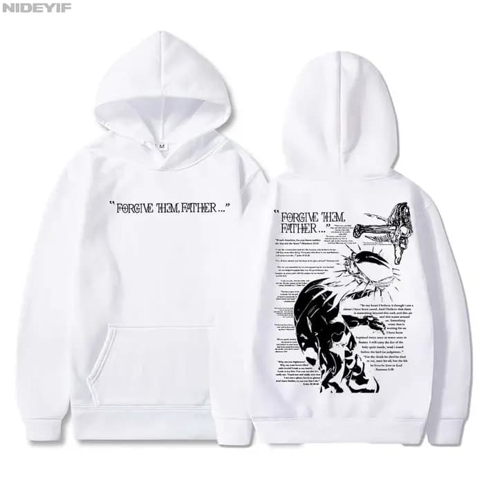 Christian Jesus Merch Forgive Them Father Bible Verse Hoodie Hommes Femmes Pull Hiphop Streetwear Casual Sweatshirt Tops CJ2