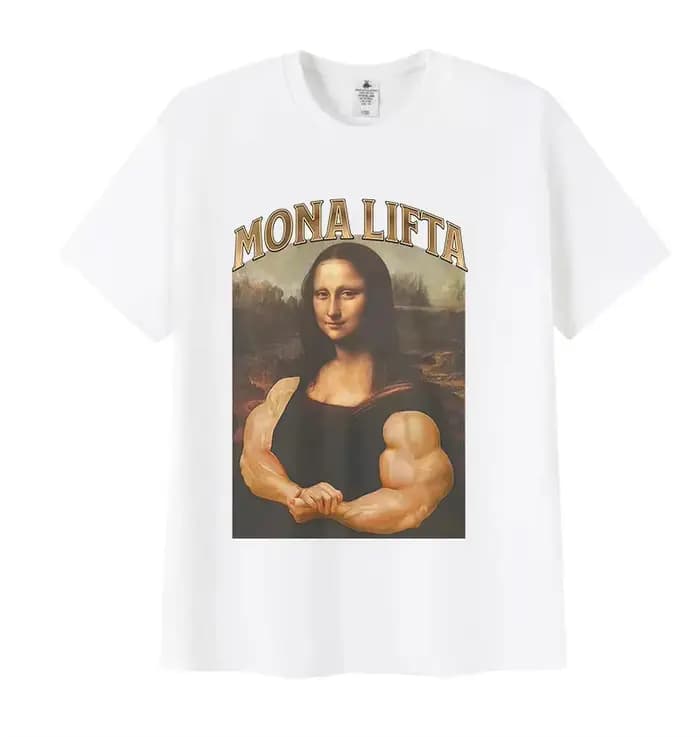 Mona Lifta Funny Gym Graphic T-shirt Homme Femme Vintage Haute Qualité